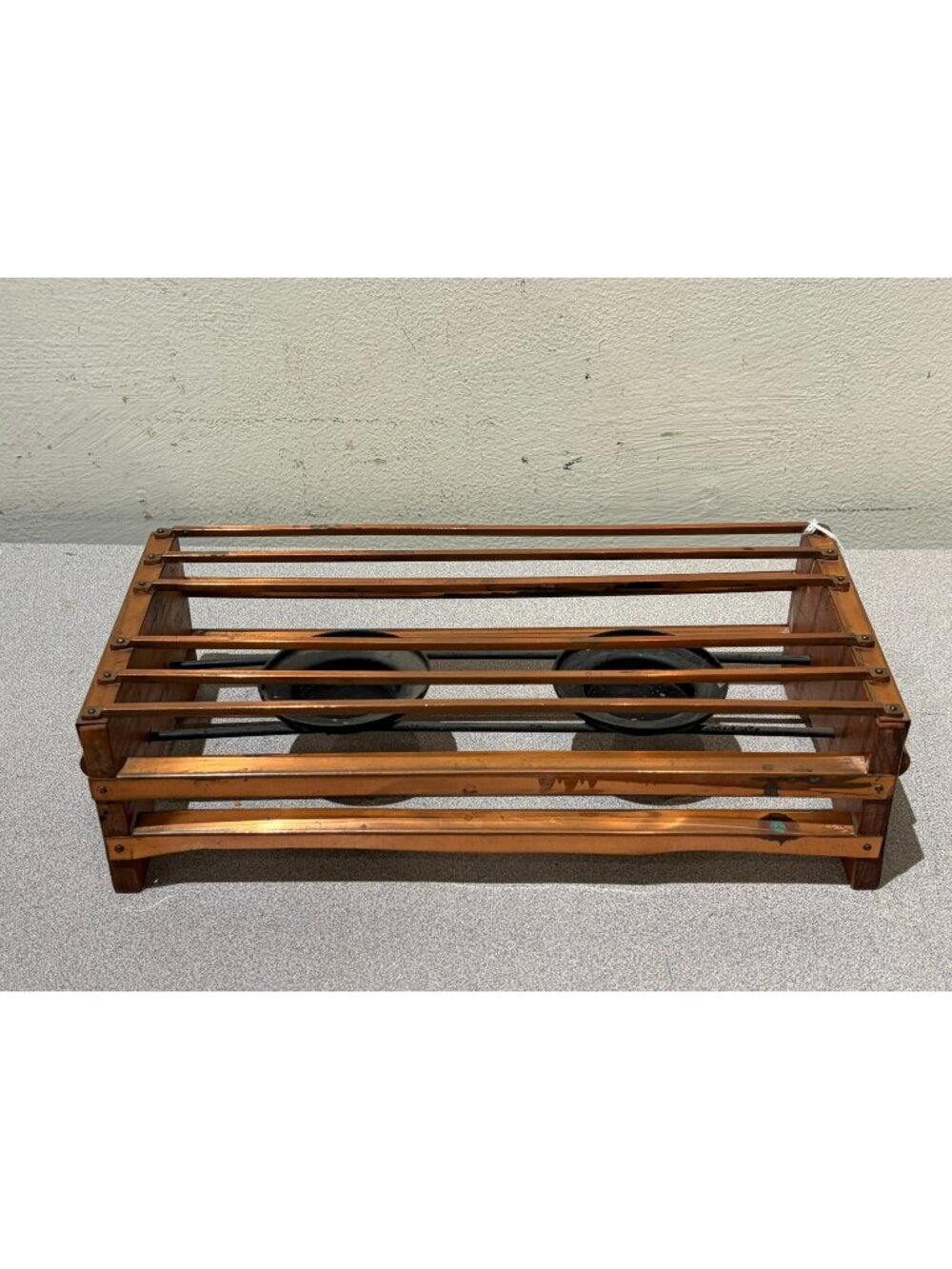 Vintage tabletop pot warmer copper & wood arts and crafts Made in Sweden